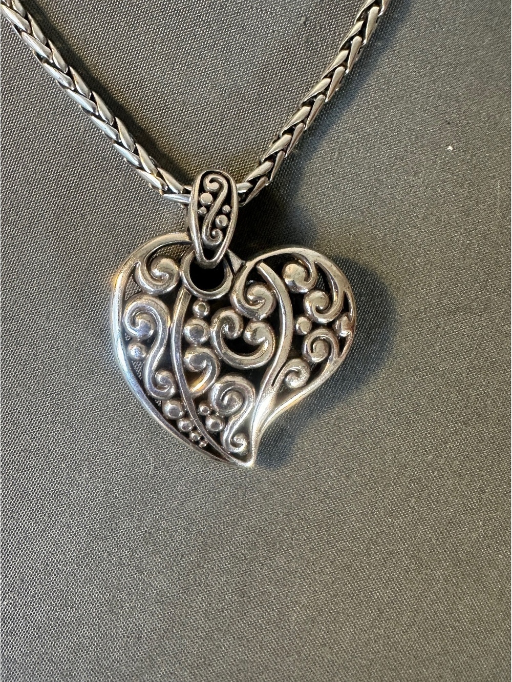 Brighton Silver Scroll Heart Necklace